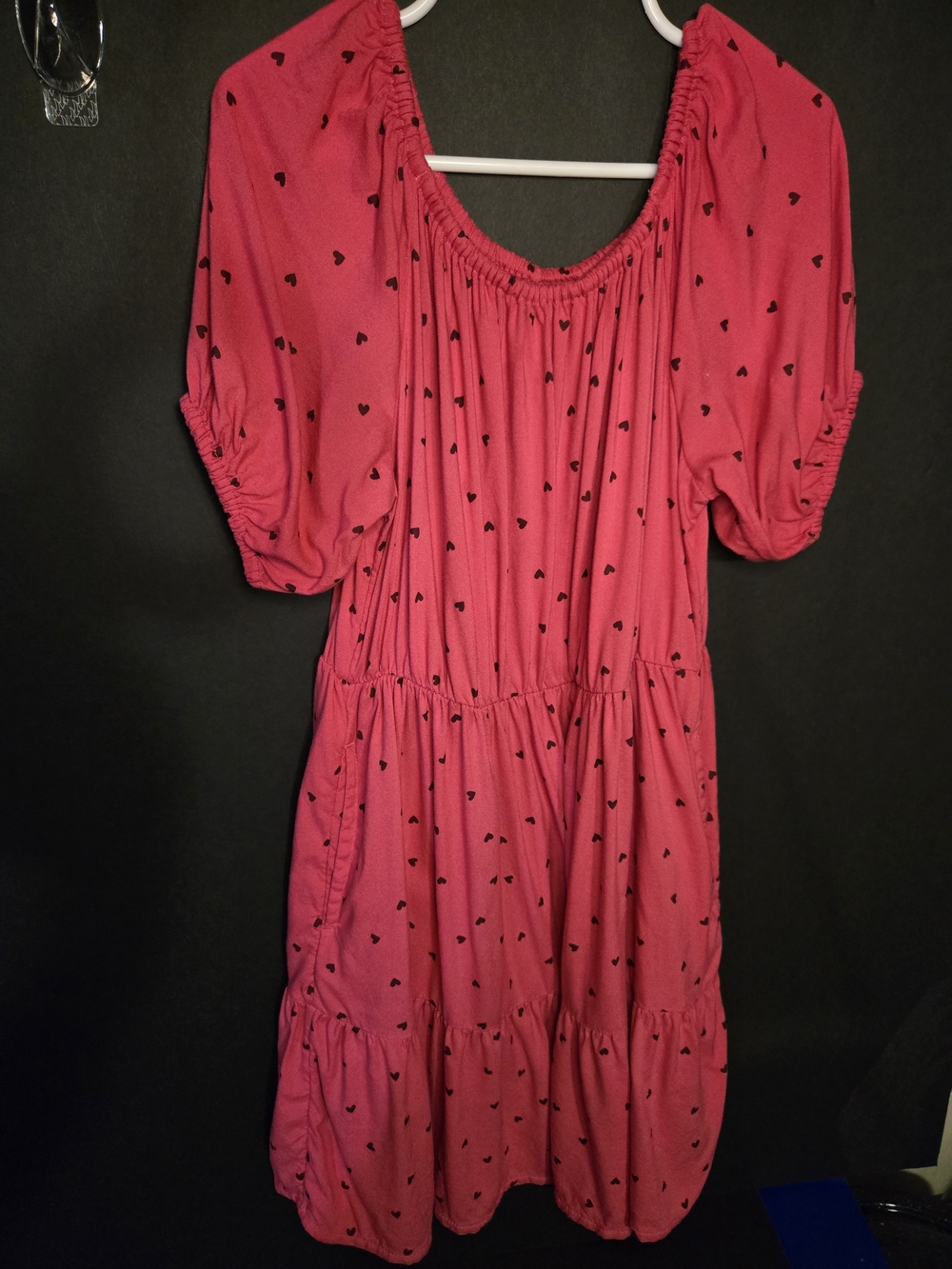 Cat & Jack Pink Midi Dress with Black Heart Print